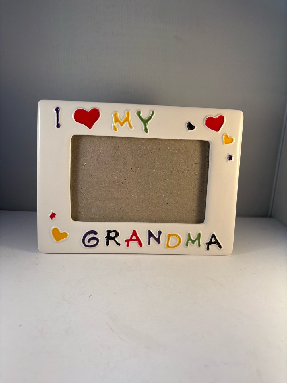 Retro “I Love My Grandma” Ceramic‎ Picture Frame 3.5 X 5 Pic Heart Colorful 8x6